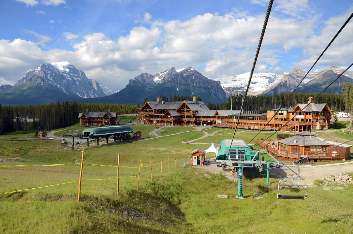 04 Lake Louise Ski Lodge With Mount Temple, Sheol Mountain, Haddo Peak, Mount Aberdeen, Fairview Mountain, Mount Victoria, Mount Whyte, Mount Niblock From Near Bottom Of Gondola In Summer